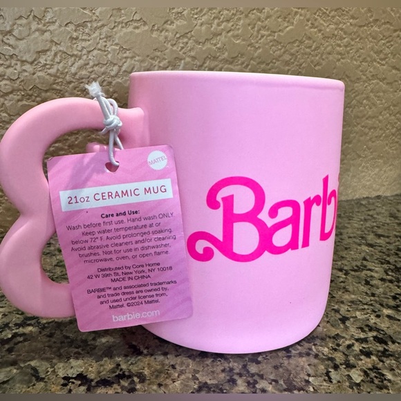 NWT Barbie Logo Pink 21 oz. Coffee Mug - Picture 2 of 4